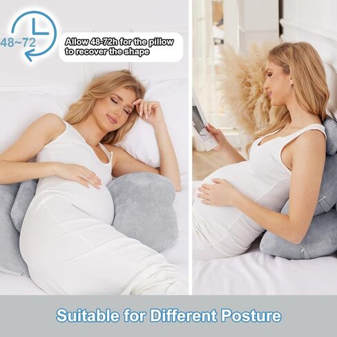 Pregnancy Pillows for Sleeping, Soft Maternity Body Pillow for Side Sleeper, Support for Back, Legs, Belly, Adjustable Travel Pregnant Women Pillow (Grey) in Kuwait