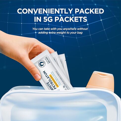 MED PRIDE 100% Pure White Petroleum Jelly Packets [144 Individual, 5g Travel-Size Packets] Skin Protectant Ointment For Diaper Rush, Chaffed, Dry, Cracked Skin- Barrier Repair Moisturizing Cream in Saudi Arabia