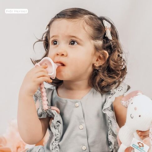 Kids Heroes Silicone Pacifiers للأطفال من 3-36 أشهر ، خالية من BPA ، 2 عبوة (الوردي والفانيليا) in Saudi Arabia