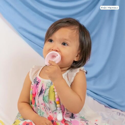 Kids Heroes Silicone Pacifiers للأطفال من 3-36 أشهر ، خالية من BPA ، 2 عبوة (الوردي والفانيليا) in Saudi Arabia