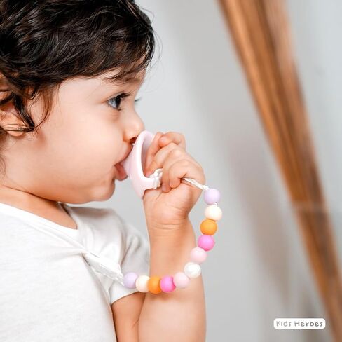 Kids Heroes Silicone Pacifiers للأطفال من 3-36 أشهر ، خالية من BPA ، 2 عبوة (الوردي والفانيليا) in Saudi Arabia
