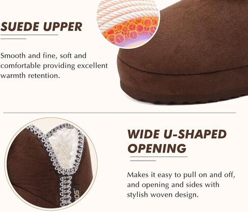 GPOS Womens House Knit Bootie Slippers Fuzzy Plush Lining Winter Ladies Warm Suede Fluff Slippers Lightweight Cozy Thick Memory Foam Comfortable Home Shoes Hard Bottom for Indoor Outdoor Size 5-11 in Kuwait