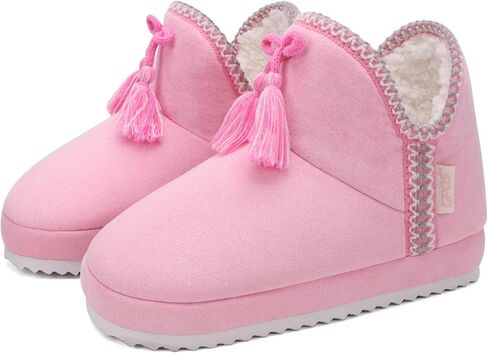 GPOS Womens House Knit Bootie Slippers Fuzzy Plush Lining Winter Ladies Warm Suede Fluff Slippers Lightweight Cozy Thick Memory Foam Comfortable Home Shoes Hard Bottom for Indoor Outdoor Size 5-11 in Kuwait