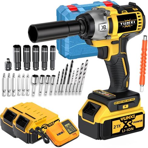 21V Cordless Impact Wrench and Drill Set with Battery and Quick Charger | Suitable for Car Repair, DIY, and Father's Day Gifts (Cordless drill + battery*1) in Saudi Arabia