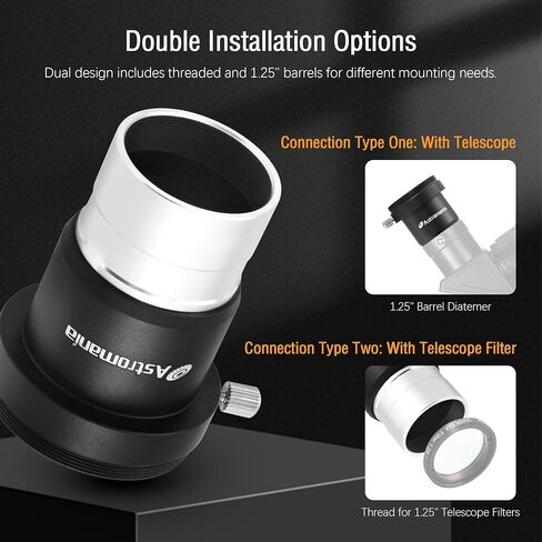 Astromania Astronomical T2 -Extension Tube Kit للكاميرات والعيون - الطول 8 مم 15 مم 20 مم 40 مم - حزمة مع - 1.25 بوصة محول تمديد العدسة T -Adapter Univers in Saudi Arabia