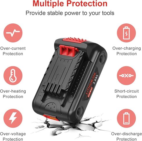 2 Packs 3.0Ah Replacement 20V Lithium Battery with Charger for Black and Decker 20V Max LBXR20, LB20, LBX20 Compatible with Extended Run Time Cordless Power Tools in Saudi Arabia