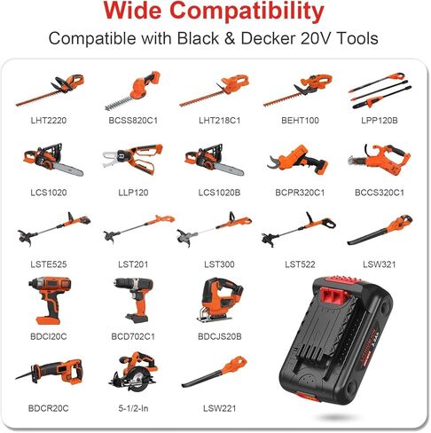 2 Packs 3.0Ah Replacement 20V Lithium Battery with Charger for Black and Decker 20V Max LBXR20, LB20, LBX20 Compatible with Extended Run Time Cordless Power Tools in Saudi Arabia