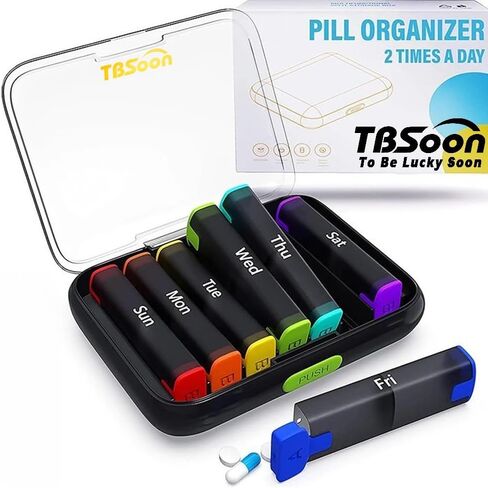 [2024New] 1 Day 4 Times Pill Organizer,5 Alarms+1 Timer,Loud Sound,Large Compartment,Large Screen,Moisture-Proof Design,Hold Vitamins,Fish Oil,Weekly Pill Box/Cases,Daily Medicine Dispenser in Saudi Arabia