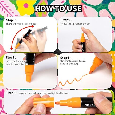 أقلام طلاء زيتية من Nicecho، 12 لونًا من أقلام الطلاء الدائمة ذات طرف متوسط ​​لا يبهت أبدًا سريع الجفاف ومجموعة أقلام تحديد مقاومة للماء للمعادن والخشب والنسيج والإطارات والحجر والقماش والأكواب والزجاج والحرف اليدوية in Kuwait
