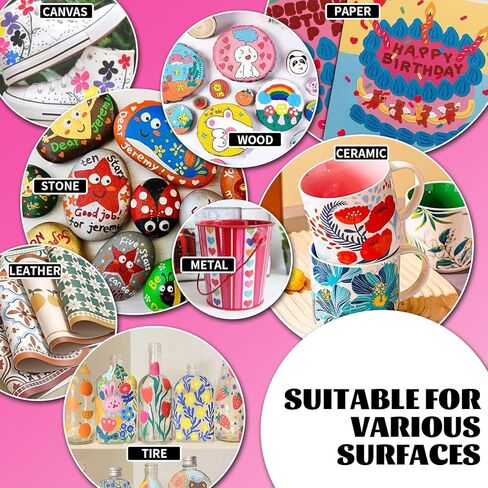 أقلام طلاء زيتية من Nicecho، 12 لونًا من أقلام الطلاء الدائمة ذات طرف متوسط ​​لا يبهت أبدًا سريع الجفاف ومجموعة أقلام تحديد مقاومة للماء للمعادن والخشب والنسيج والإطارات والحجر والقماش والأكواب والزجاج والحرف اليدوية in Kuwait