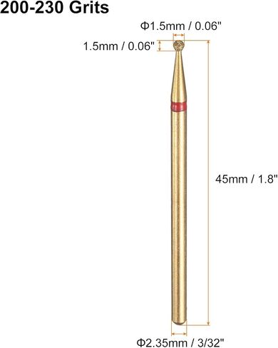 HARFINGTON 13pcs 120-140 Grits Diamond Grinding Bit 1mm Ball Head 2.35mm Shank 1mm Length Titanium Plated Stone Sanding Drill Bits Rotary Tool for Nails Grinding Polishing in Saudi Arabia