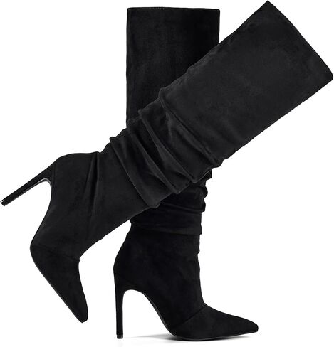 Elisabet Tang Women's Closed Toe Heeled Boot Pointed Toe Shoes Stiletto Heels Slip On Slouchy Knee High Boots For Women Sexy Dress Shoes in Saudi Arabia