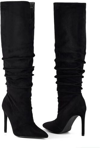 Elisabet Tang Women's Closed Toe Heeled Boot Pointed Toe Shoes Stiletto Heels Slip On Slouchy Knee High Boots For Women Sexy Dress Shoes in Saudi Arabia