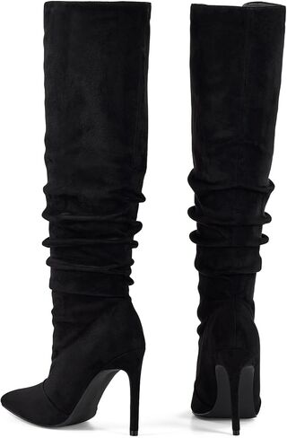 Elisabet Tang Women's Closed Toe Heeled Boot Pointed Toe Shoes Stiletto Heels Slip On Slouchy Knee High Boots For Women Sexy Dress Shoes in Saudi Arabia