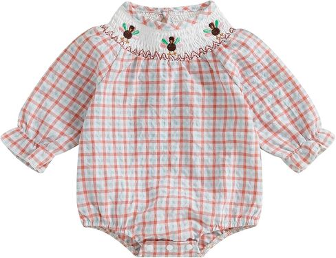 Baby Girl Outfits Smocked Bubble Romper Jumpsuit Long Sleeve Bodysuit Cute Newborn Infant Fall Winter Clothes in Kuwait