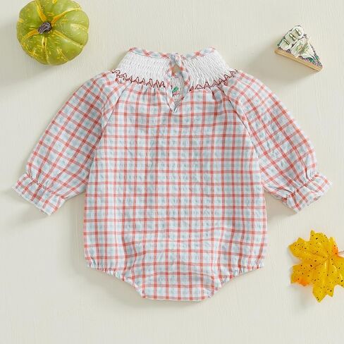 Baby Girl Outfits Smocked Bubble Romper Jumpsuit Long Sleeve Bodysuit Cute Newborn Infant Fall Winter Clothes in Kuwait