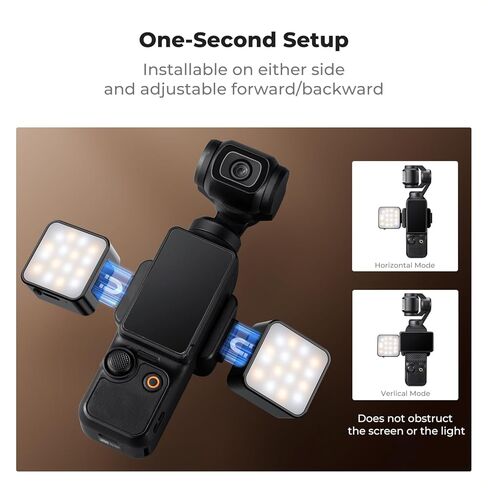 K&F Concept Magnetic Mini Light for DJI Osmo Pocket 3, 1W USB C Rechargeable Auxiliary LED Fill Lighting, Color Temperature 3 Levels Adjustable 3000K/4500K/6000K, Brightness 2 Levels Video Lamp in Saudi Arabia
