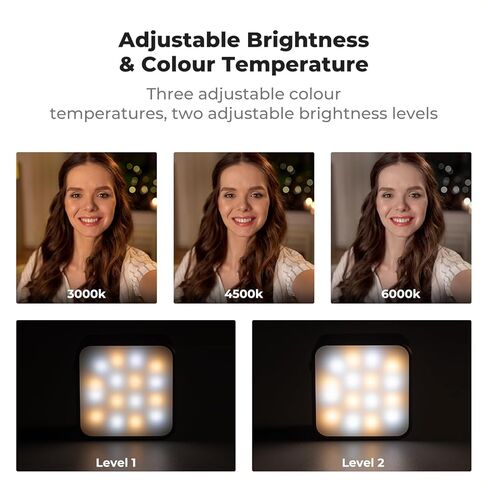 K&F Concept Magnetic Mini Light for DJI Osmo Pocket 3, 1W USB C Rechargeable Auxiliary LED Fill Lighting, Color Temperature 3 Levels Adjustable 3000K/4500K/6000K, Brightness 2 Levels Video Lamp in Saudi Arabia