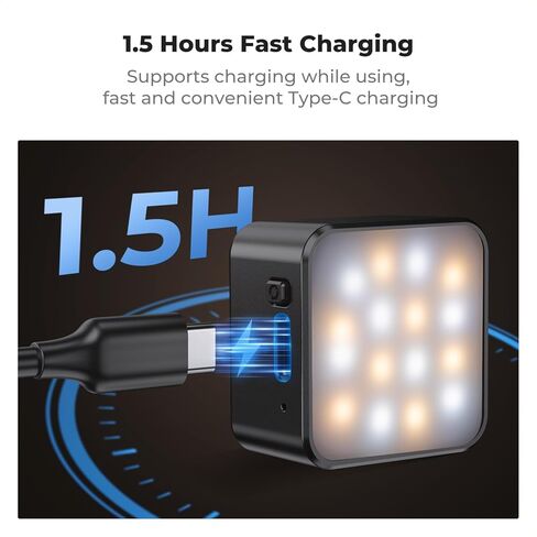 K&F Concept Magnetic Mini Light for DJI Osmo Pocket 3, 1W USB C Rechargeable Auxiliary LED Fill Lighting, Color Temperature 3 Levels Adjustable 3000K/4500K/6000K, Brightness 2 Levels Video Lamp in Saudi Arabia