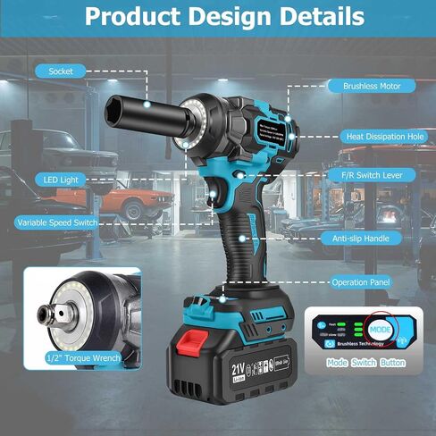 مفتاح التأثير اللاسلكي متوافق مع بطارية Makita 18V ، 1/2 "406 قدمًا (550 ن. in Saudi Arabia