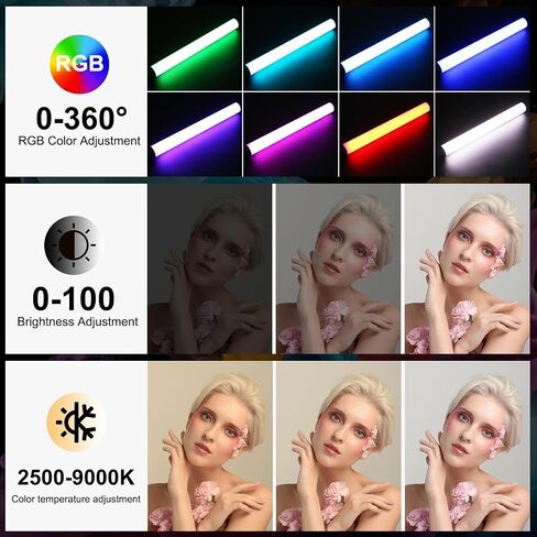 PULUZ 132 LEDs RGB Video Light، عصا محمولة تملأ الضوء بالألوان الكاملة، USB قابلة لإعادة الشحن لـ YouTube TikTok، التصوير الفوتوغرافي للصور، خلفية الحفلة in Kuwait