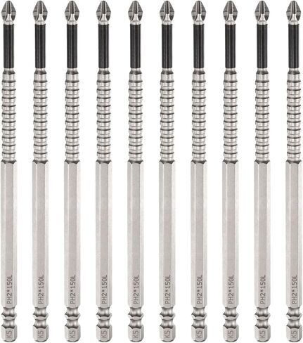 Harfington 10pcs تأثير Phillips البراغي بت ph2 (#2) طرف الانزلاق anti 1/4 "Hex Shank 6" (150mm) in Saudi Arabia