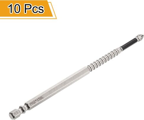 Harfington 10pcs تأثير Phillips البراغي بت ph2 (#2) طرف الانزلاق anti 1/4 "Hex Shank 6" (150mm) in Saudi Arabia