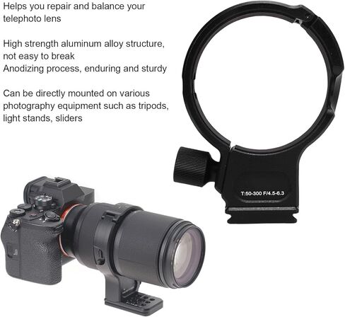 Gugxiom Metal Tripod Mount Ring FIT لـ Tamron T50-300mm F4.5-6.3 MOUNT TRIPOD TRIPOD ، محول رنين طوق ثلاثي القوائم مع فتحات المسمار 1/4in و 3/8in ، واجهة ARCA in Kuwait