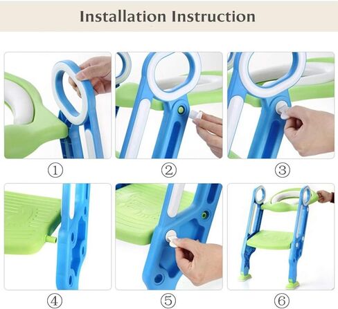 Katarus Potty تدريب مقعد المرحاض مع سلم براز خطوة للأطفال والرضيع مقعد تدريب على مرحاض الأطفال مع مقعد آمن لمقاعد مبطنة ناعمة وخطوات عريضة غير قابلة للانزلاق ، والأخضر الأزرق in Kuwait