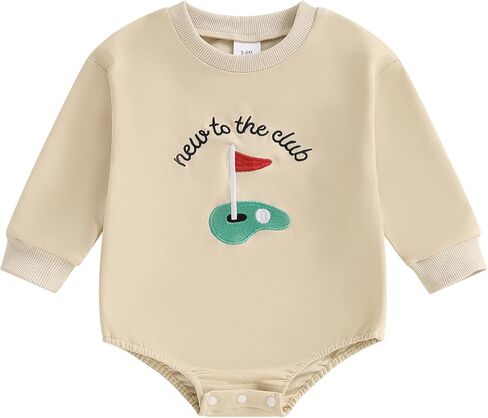 Newborn Baby Boy Girl Golf Clothes Funny Letter Sweatshirt Romper Golf Caddy Bodysuit Fall Winter Outfits in Kuwait