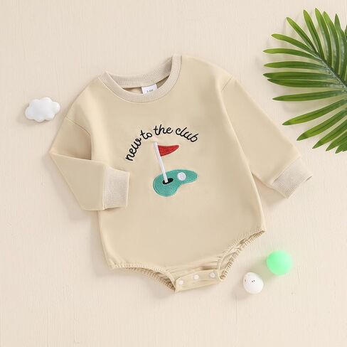 Newborn Baby Boy Girl Golf Clothes Funny Letter Sweatshirt Romper Golf Caddy Bodysuit Fall Winter Outfits in Kuwait