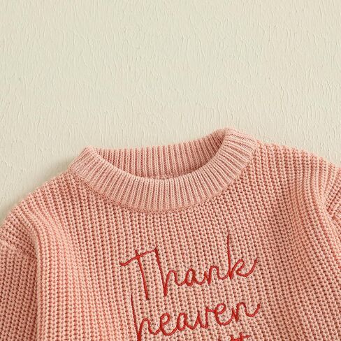 Newborn Infant Baby Girl Thanksgiving Knit Romper Letter Embroidered Bodysuits Ruffle Hem Sweater Onesie in Kuwait