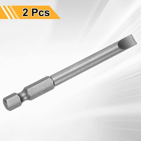 HARFINGTON 2pcs SL6 Slotted Screwdriver Bits 6mm Slotted Tip 1/4" Hex Shank 50mm (2") Long Magnetic Flat Head S2 Steel Screw Driver Drill Bits Industrial Power Screwdriver Bit in Saudi Arabia