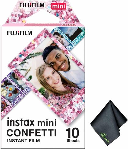 FUJIFILM INSTAX MINI Confetti Instant Film (10 Exposures) Bundle with Microfiber Cleaning Cloth in Saudi Arabia