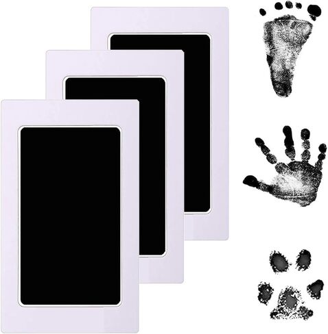 Inkless Baby Footprint Kit, 3 Black Instant Dry Inkless Print Pads + 6 Imprint Cards, Dog Paw Handprint Kit Clean Touch Ink Pad Perfect Keepsake Gift for Newborns and Pets in Saudi Arabia