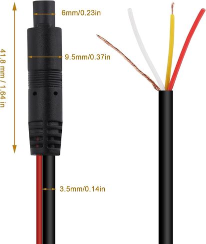 Rear Camera Extension Cable for WOLFBOX Dash Cam, 33FT 4-Pin | 2.5mm Pure Copper Wire for Wolfbox G840S, G930, G850, G840H(Type-C), G900, i07, i17, T10 Plus for Cars, Trucks, SUVs & Vans in Kuwait