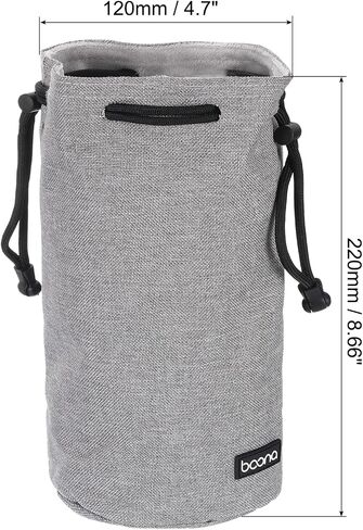 PATIKIL Soft Drawstring Lens Case, Lens Pouch Bag with Cotton Pad 4.7" OD Thick Fleece Cloth Camera Lens Bag for SLR Lens Water Cups, Black in Saudi Arabia
