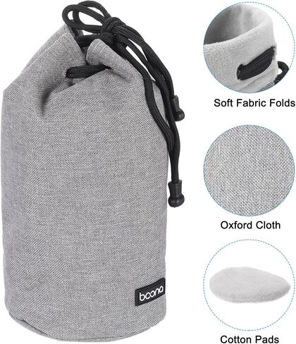 PATIKIL Soft Drawstring Lens Case, Lens Pouch Bag with Cotton Pad 4.7" OD Thick Fleece Cloth Camera Lens Bag for SLR Lens Water Cups, Black in Saudi Arabia