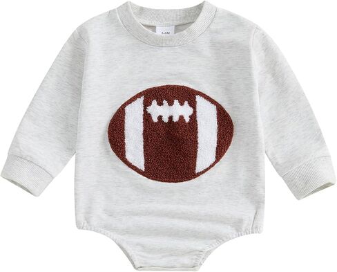 Aopwsrlyi Newborn Baby Boy Girl Football Outfit Long Sleeve Bubble Romper Infant Baby Sweatshirt Romper Fall Winter Clothes in Saudi Arabia