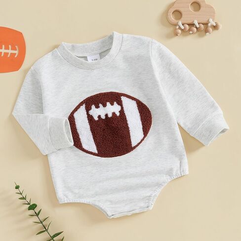 Aopwsrlyi Newborn Baby Boy Girl Football Outfit Long Sleeve Bubble Romper Infant Baby Sweatshirt Romper Fall Winter Clothes in Saudi Arabia