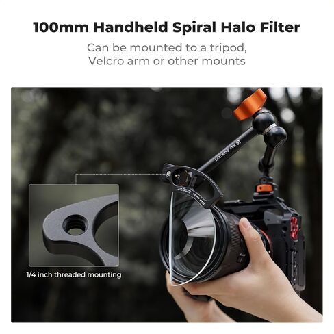 K&F Concept 100mm حلزوني Halo Camera Lens Filter مؤثرات خاصة لعدسة الكاميرا الزجاج البصري واضح مع قطعة قماش تنظيف in Saudi Arabia