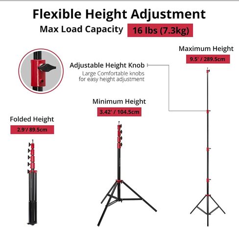 Flashpoint Pro Air-Air-Air-Duty Light Stand (Red ، 9.5 ') in Saudi Arabia