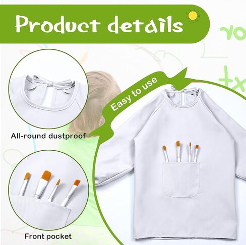 Geyoga 6 Pcs Art Smock for Kids Colorful Painting Smock Kids Artist Smock Waterproof Toddler Smock Full Coverage Long Sleeve Smock with Pocket for School Class,M for Age 3 to 8 in Kuwait
