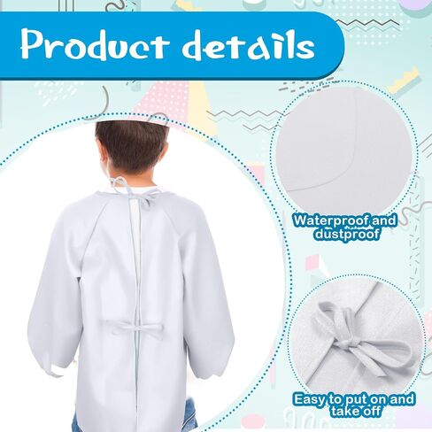 Geyoga 6 Pcs Art Smock for Kids Colorful Painting Smock Kids Artist Smock Waterproof Toddler Smock Full Coverage Long Sleeve Smock with Pocket for School Class,M for Age 3 to 8 in Kuwait