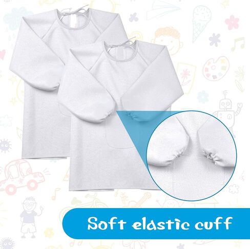 Geyoga 6 Pcs Art Smock for Kids Colorful Painting Smock Kids Artist Smock Waterproof Toddler Smock Full Coverage Long Sleeve Smock with Pocket for School Class,M for Age 3 to 8 in Kuwait