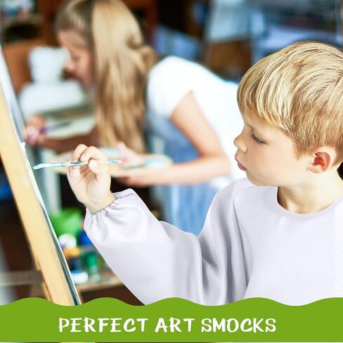 Geyoga 6 Pcs Art Smock for Kids Colorful Painting Smock Kids Artist Smock Waterproof Toddler Smock Full Coverage Long Sleeve Smock with Pocket for School Class,M for Age 3 to 8 in Kuwait