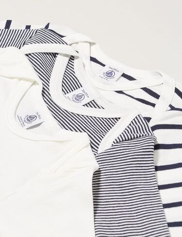 Petit Bateau Babies 'Babies chloved Cotton Bodysitits-3 عبوات A01TB أحجام 3-36 أشهر in Saudi Arabia
