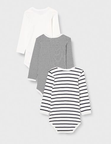 Petit Bateau Babies 'Babies chloved Cotton Bodysitits-3 عبوات A01TB أحجام 3-36 أشهر in Saudi Arabia