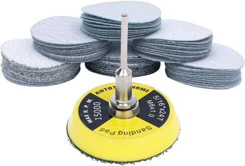 61pcs Sanding Disc 80-600 Mixed Grit Sander Discs 2 Inch 50mm Sandpaper Polishing Pad Backing Plate for Drill, Grinder & Rotary Tools in Kuwait