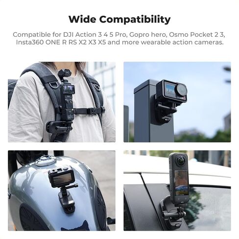 K & F Concept Concept Magnetic Backpack Clip Mount for DJI Osmo Action 5 Pro ، 180 ° دوار ، حامل الكاميرا السريع لإصدار Go Pro Hero 13 12 11 10 9 Black ، Osmo Actoin 3/4 ، Insta360 X5 X4 X3 ، Ace Pro 2 in Kuwait